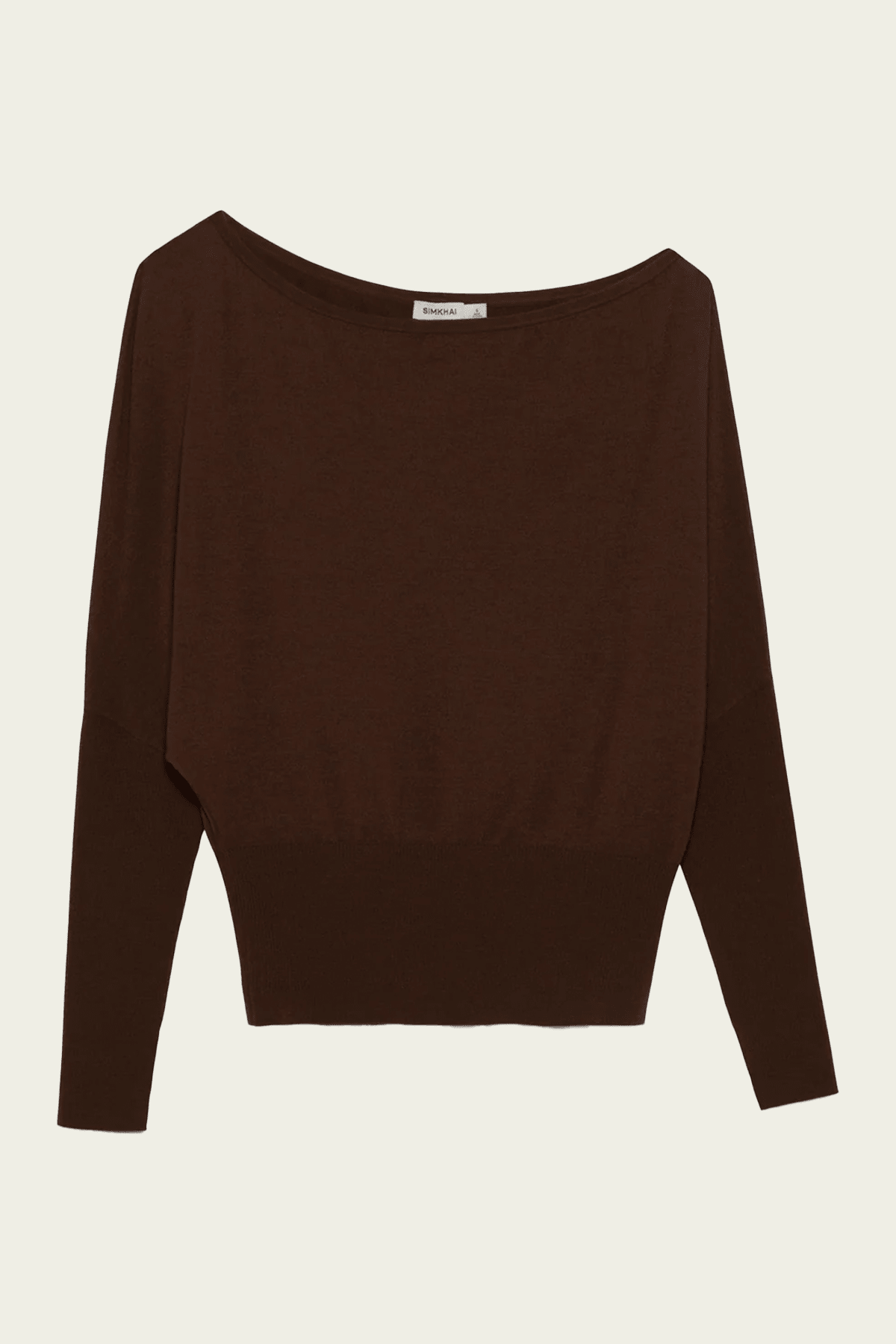 Lavina Off Shoulder Knit Sweater in Chocolate - shop-olivia.com