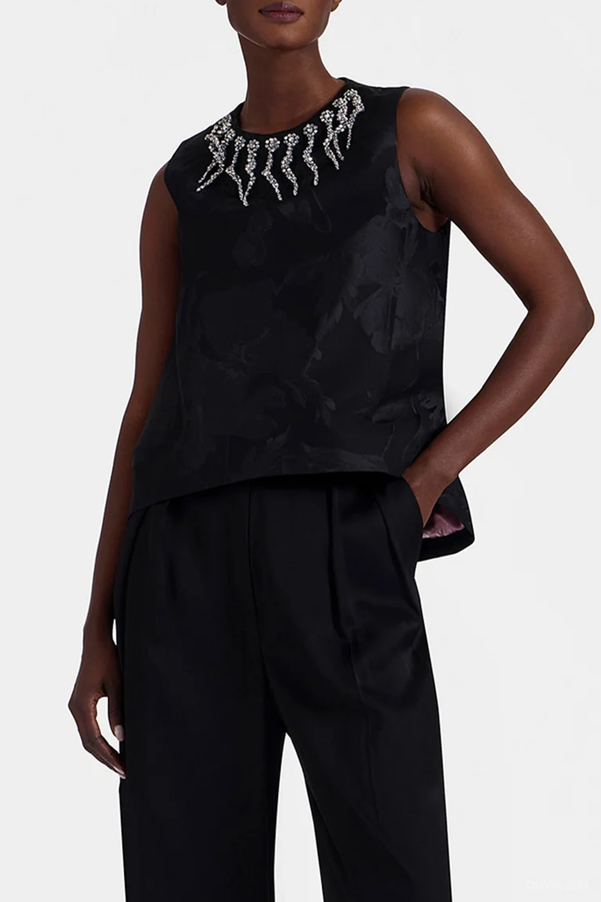 La Scala Top in Sylph Black Embroidered