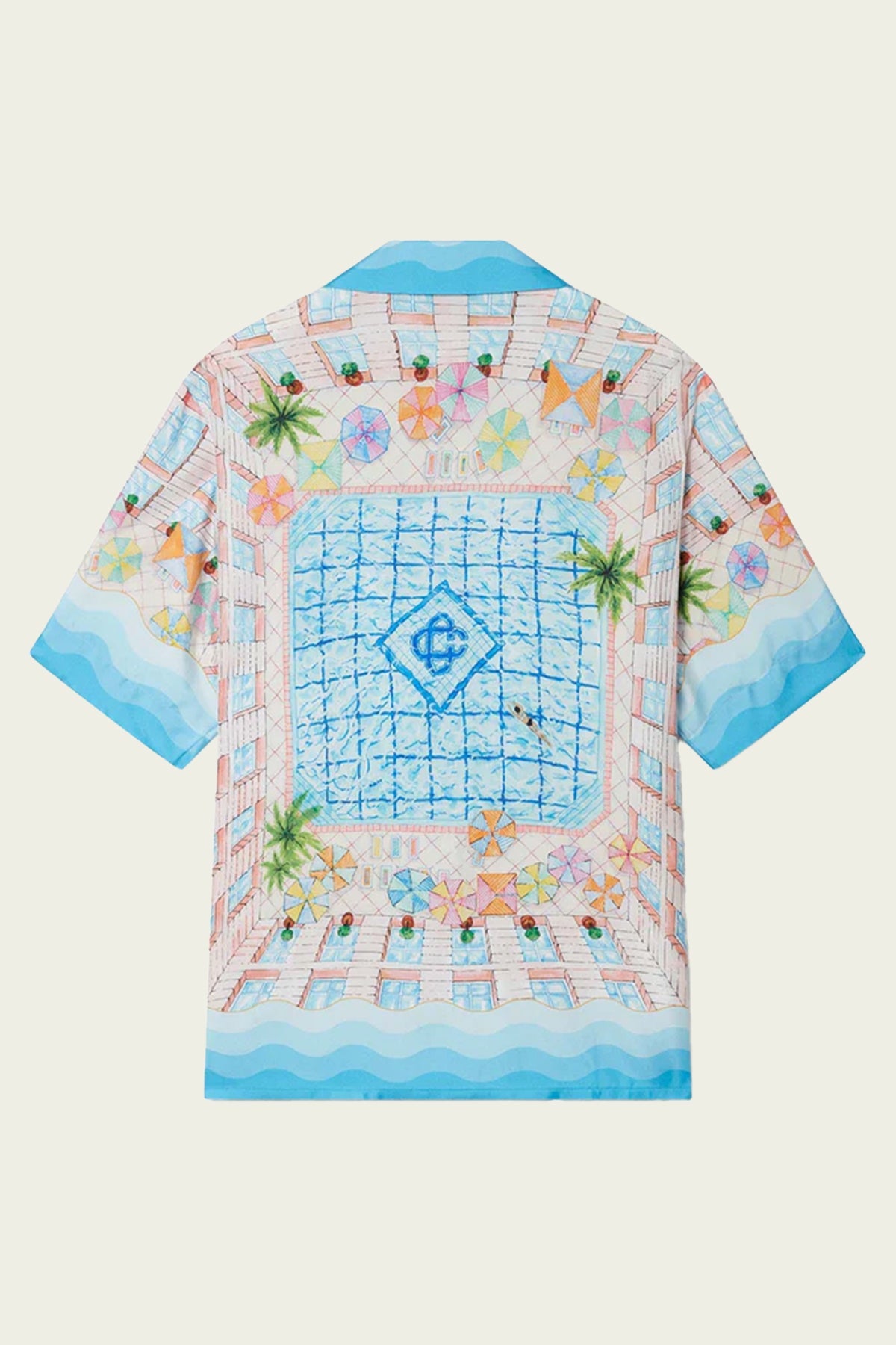 Le Plongeon Silk Unisex Shirt in Blue - shop-olivia.com