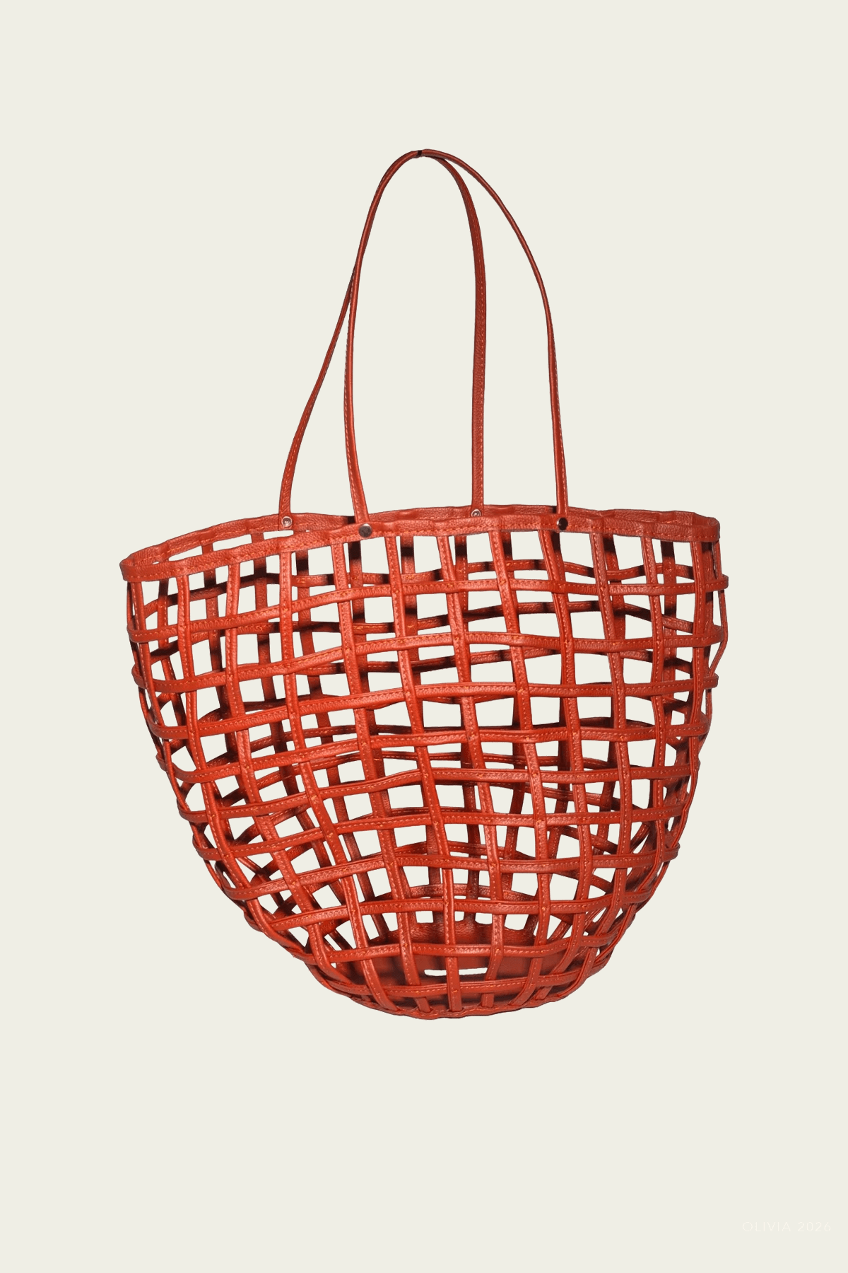 Leather Basket Bag in Orange - shop-olivia.com