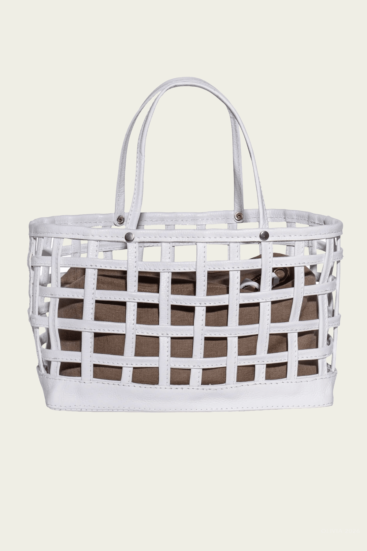 Leather & Linen Basket Bag - shop-olivia.com