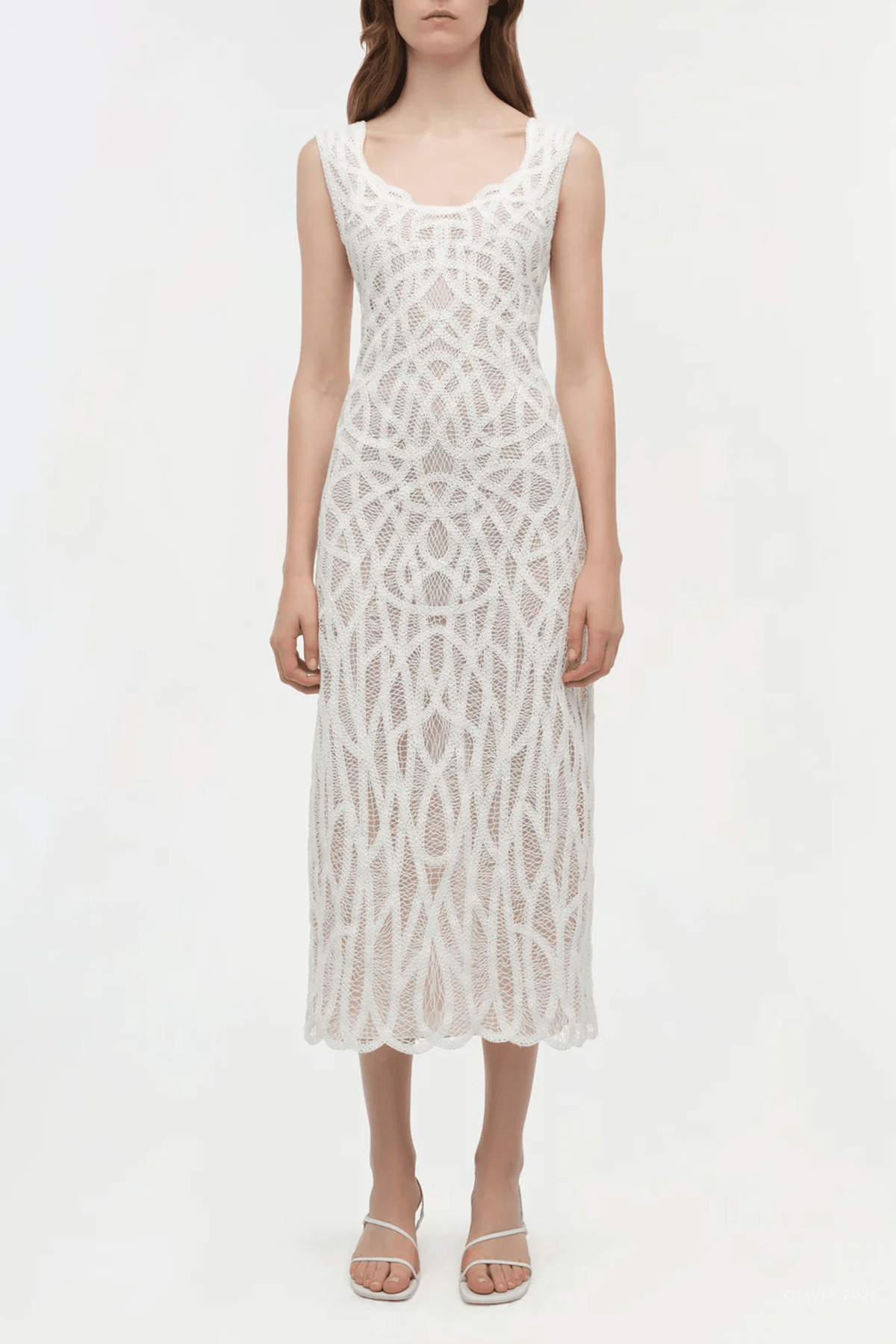 Leonora Macrame Midi Dress in White - shop - olivia.com