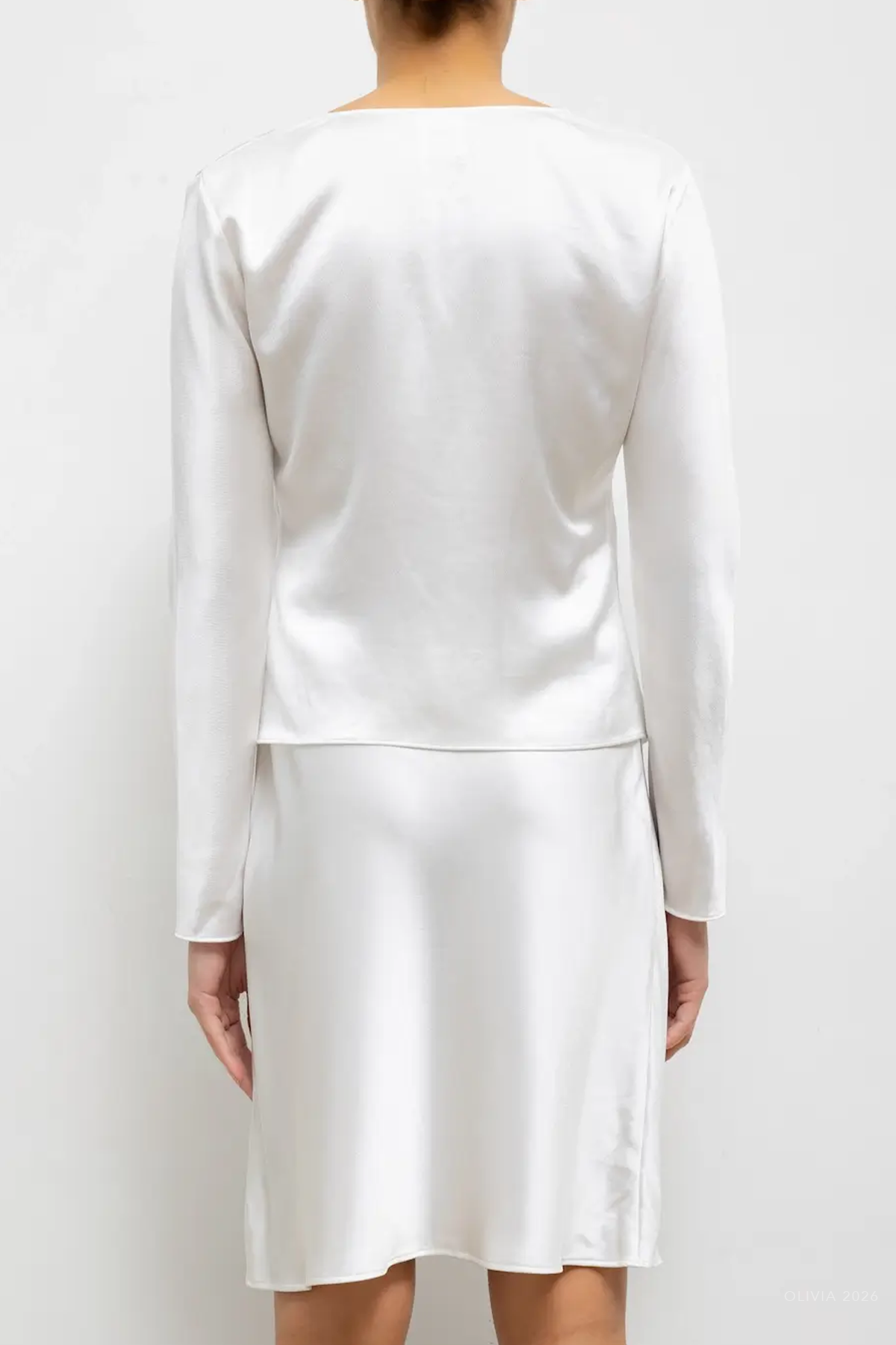 Barb Button Long Sleeve Top in Optic White