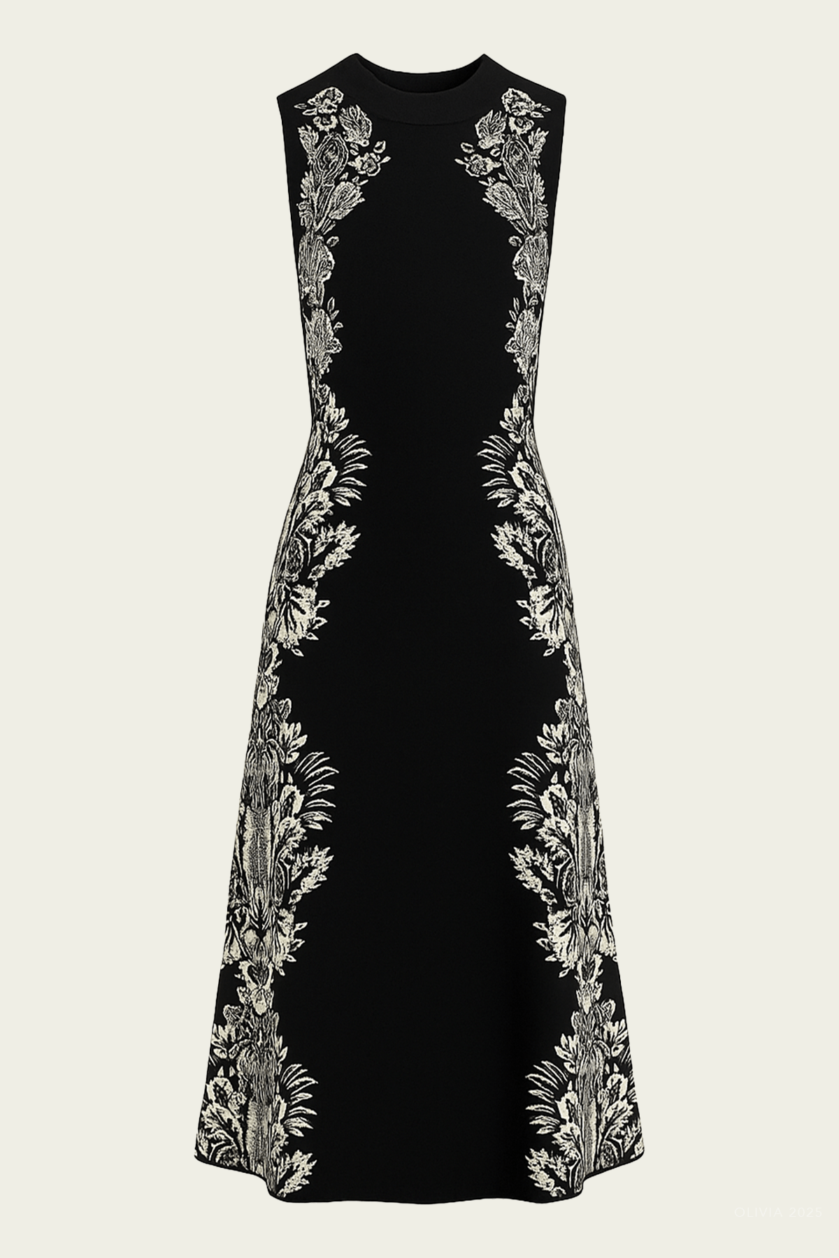Liana Jacquard Long Dress in Noir - shop - olivia.com