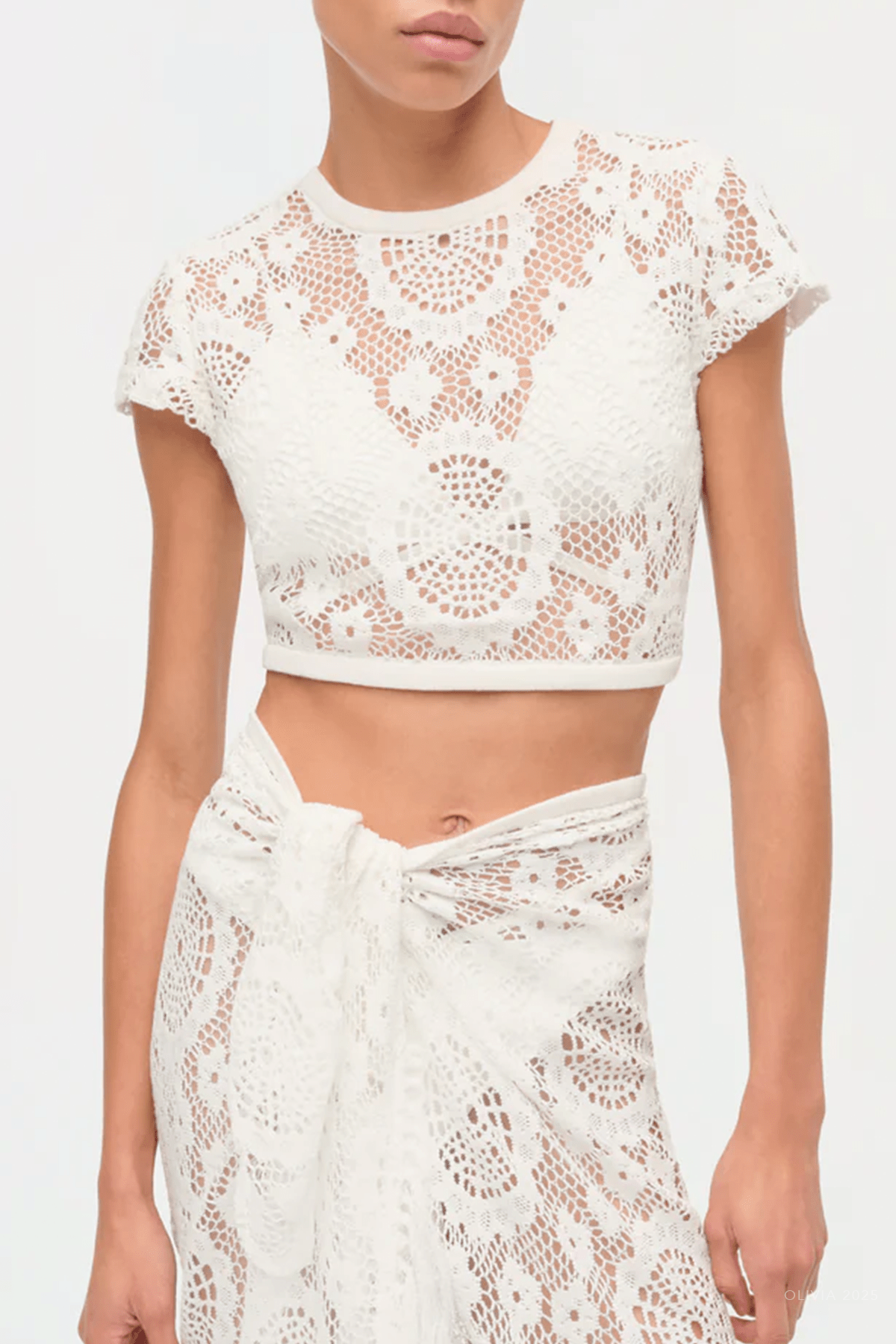 Lidie Lace Top in White - shop - olivia.com