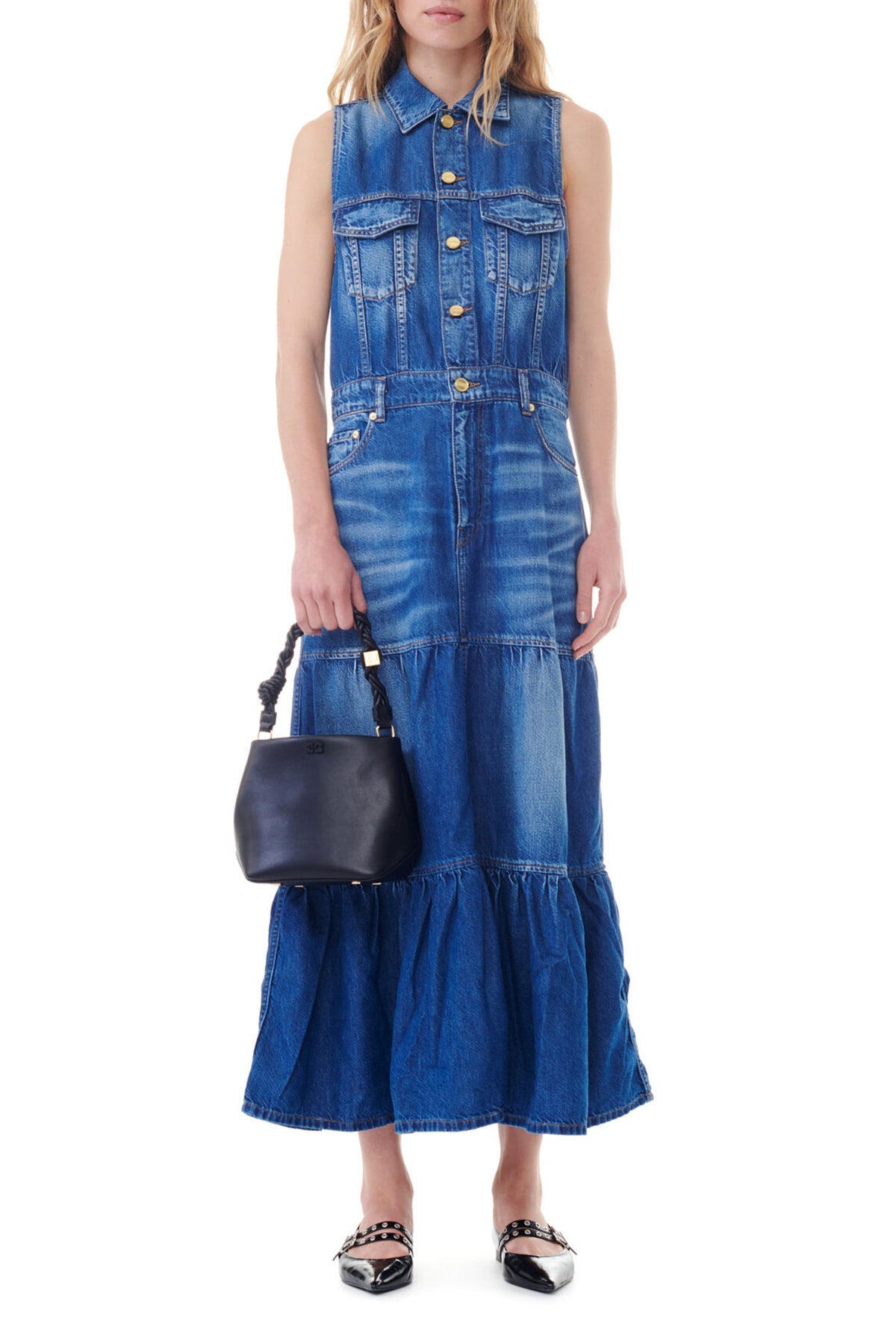 Light Denim Long Dress in Mid Blue Vintage - shop - olivia.com