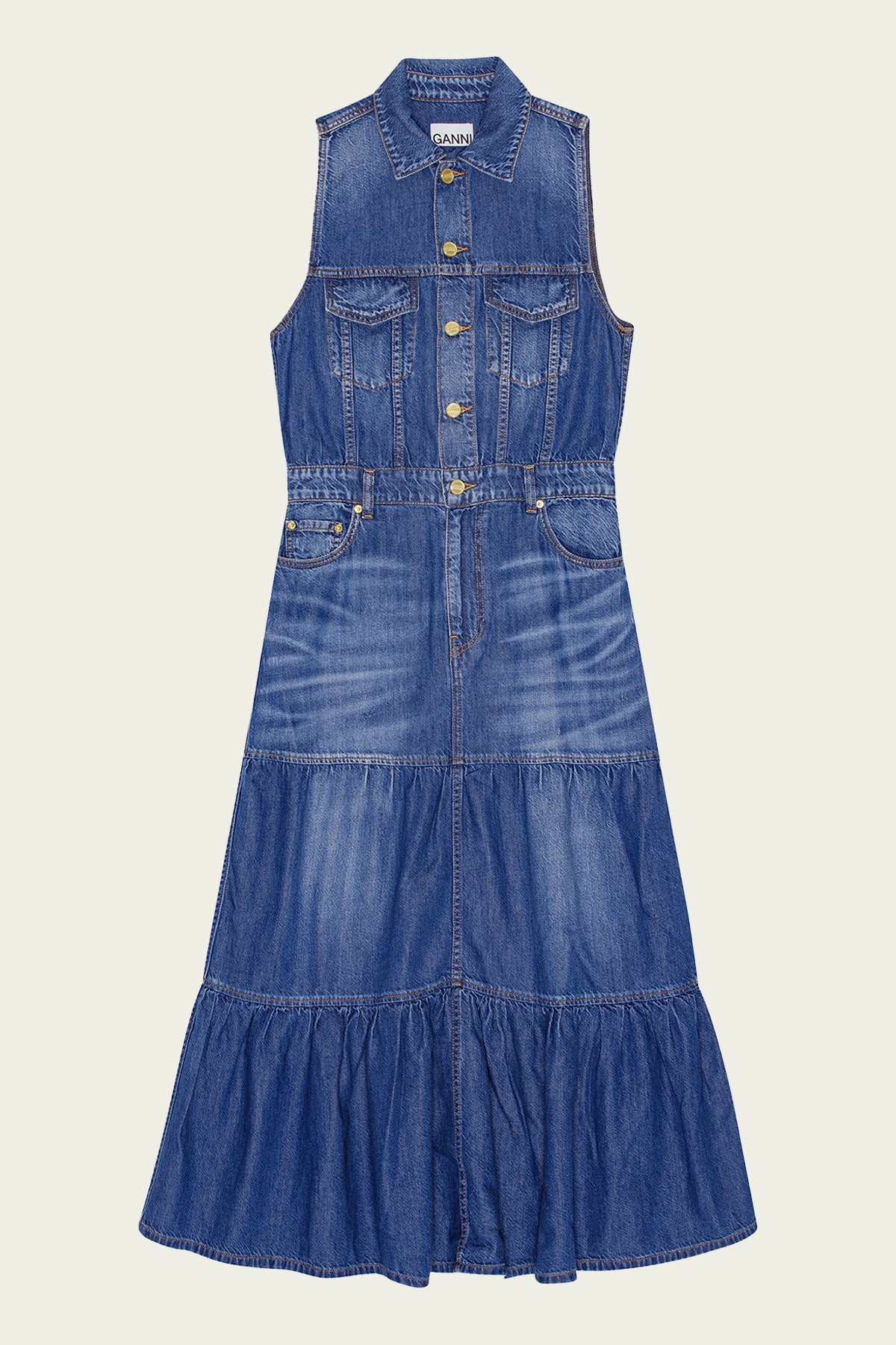 Light Denim Long Dress in Mid Blue Vintage - shop - olivia.com