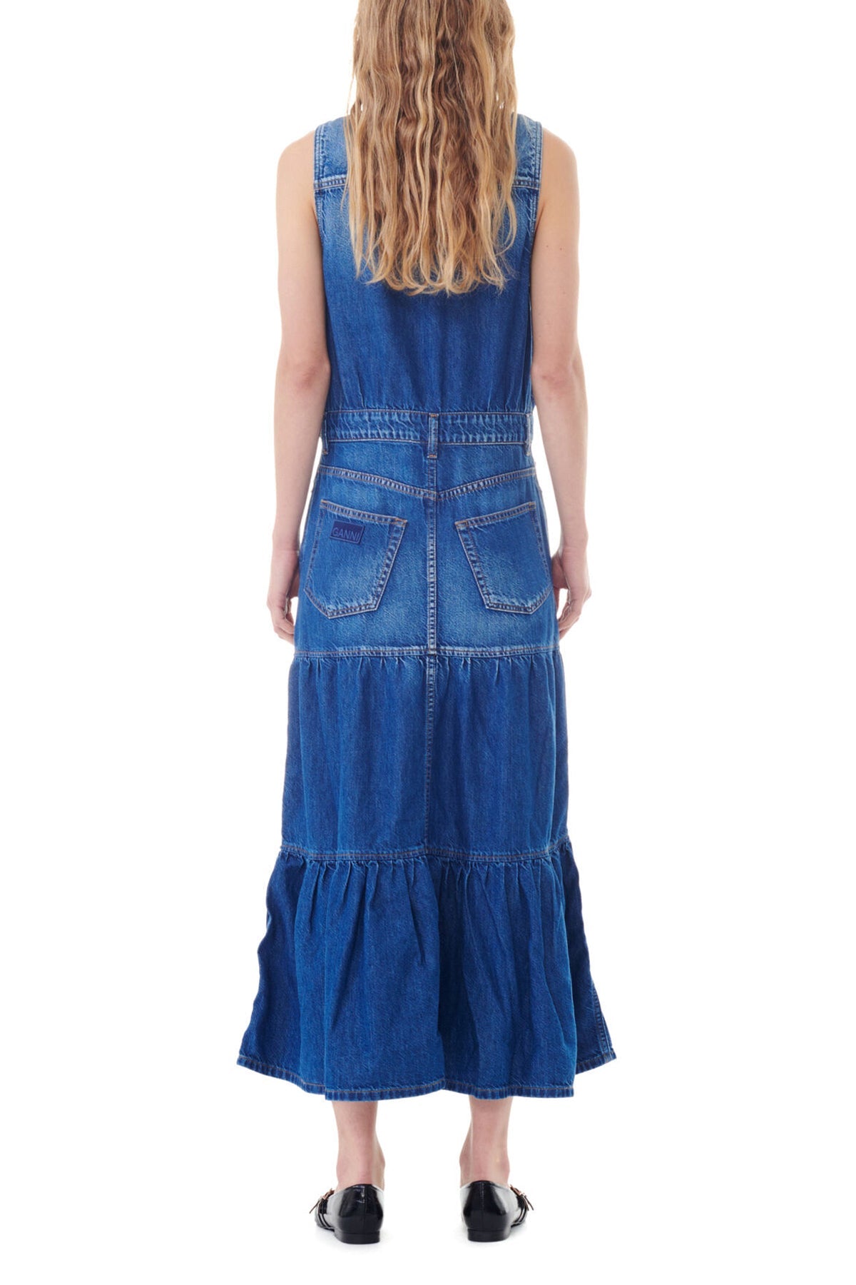 Light Denim Long Dress in Mid Blue Vintage - shop - olivia.com