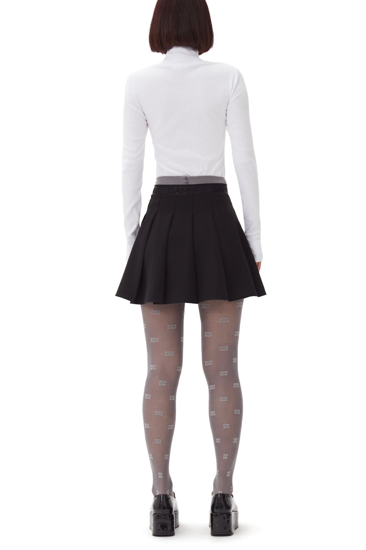 Light Twill Pleated Mini Skirt in Black - shop - olivia.com