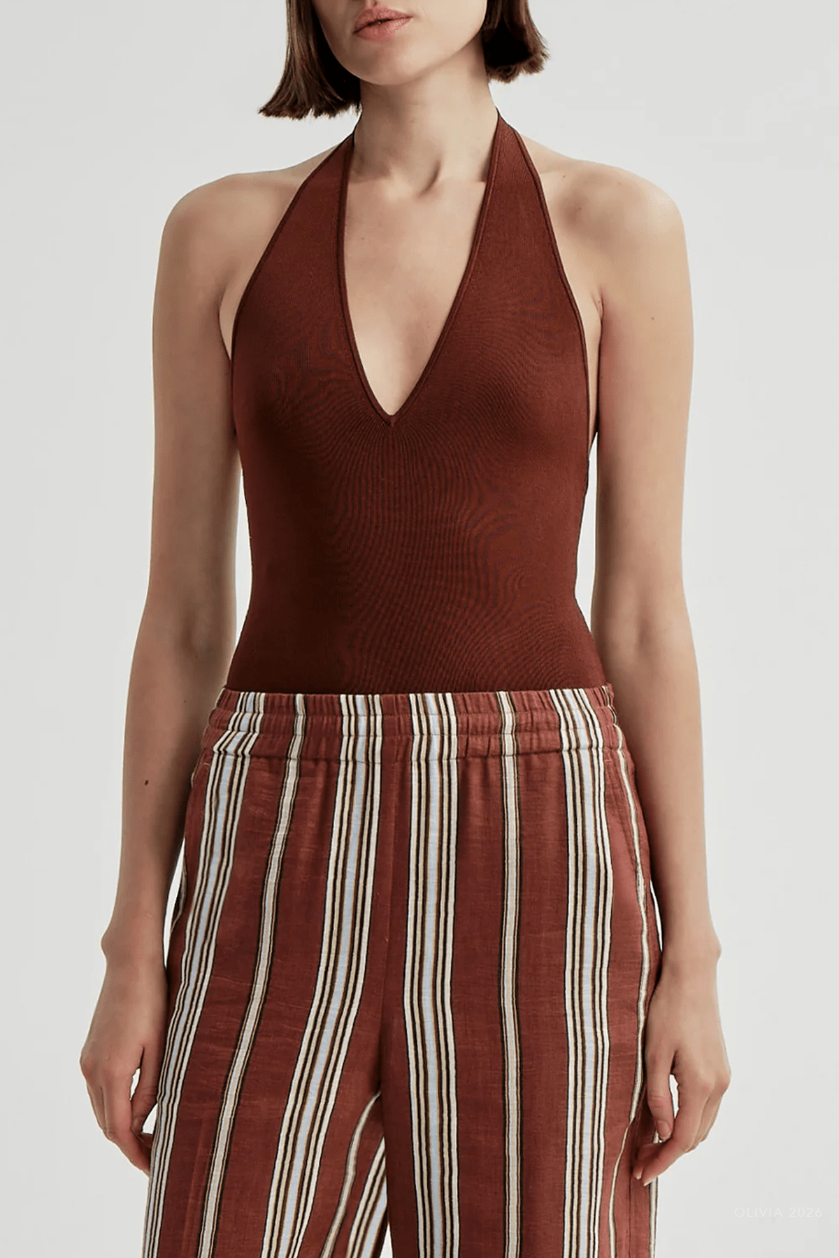 Lila Knit Bodysuit in Sandalwood - shop-olivia.com