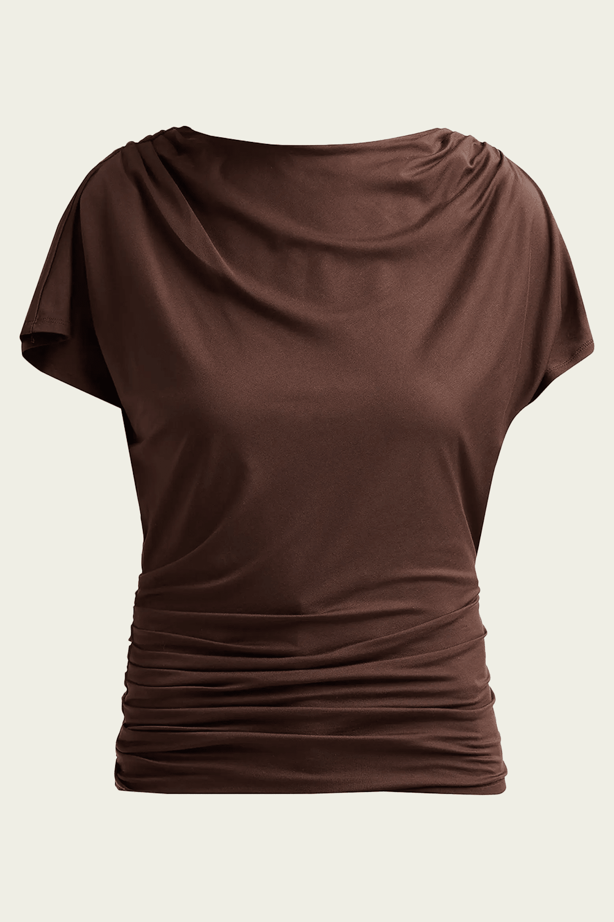 Lila Ruched Top in Espresso - shop-olivia.com