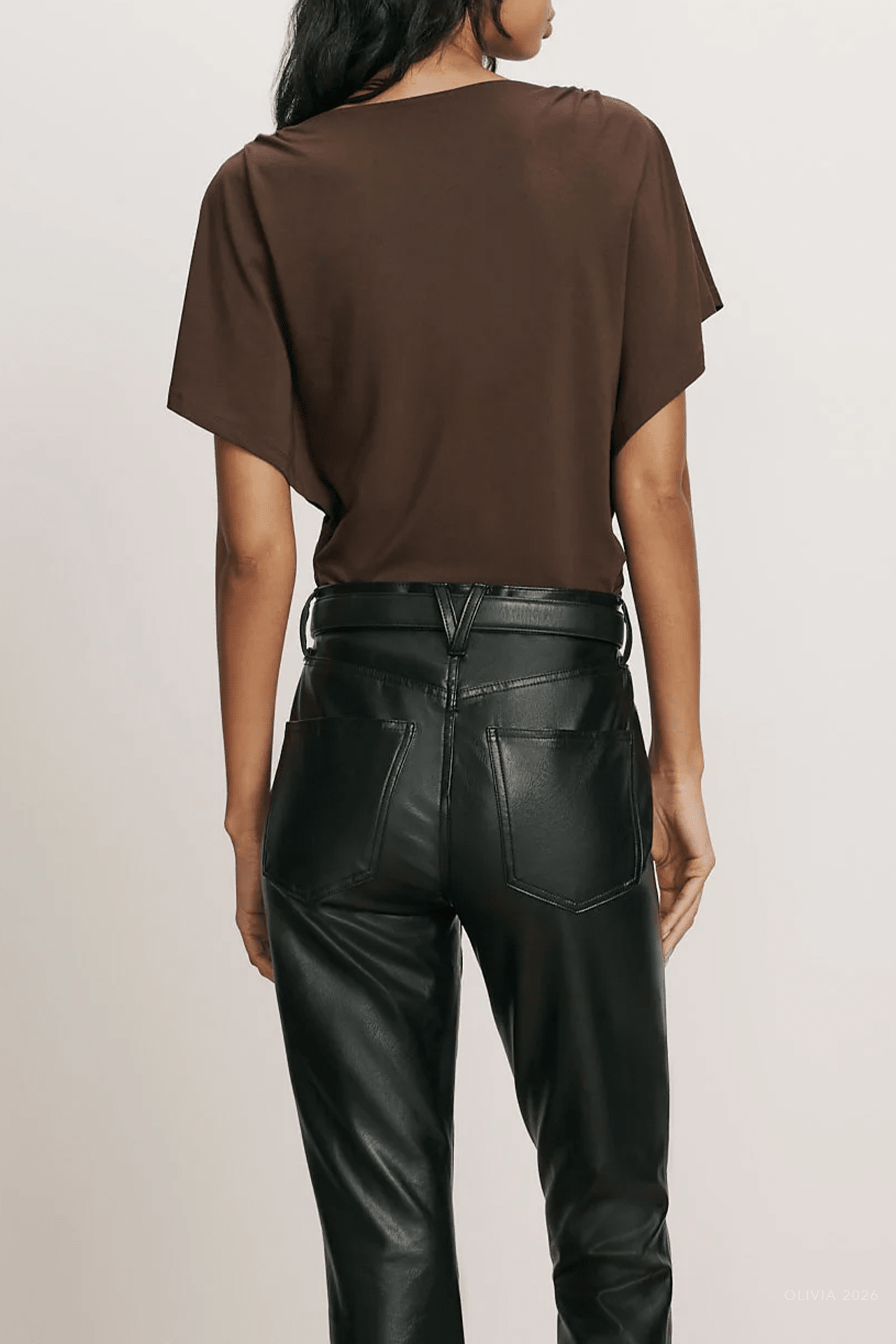 Lila Ruched Top in Espresso - shop-olivia.com
