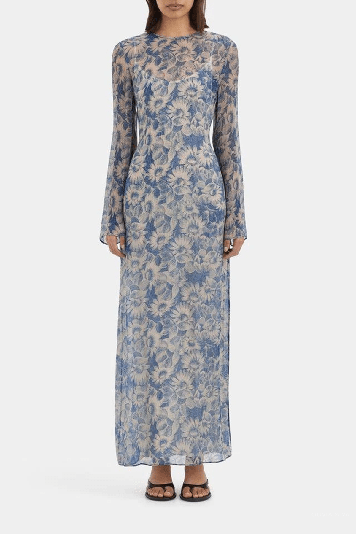 Lilia Long-Sleeve Dress in Daisy Meadow - shop-olivia.com