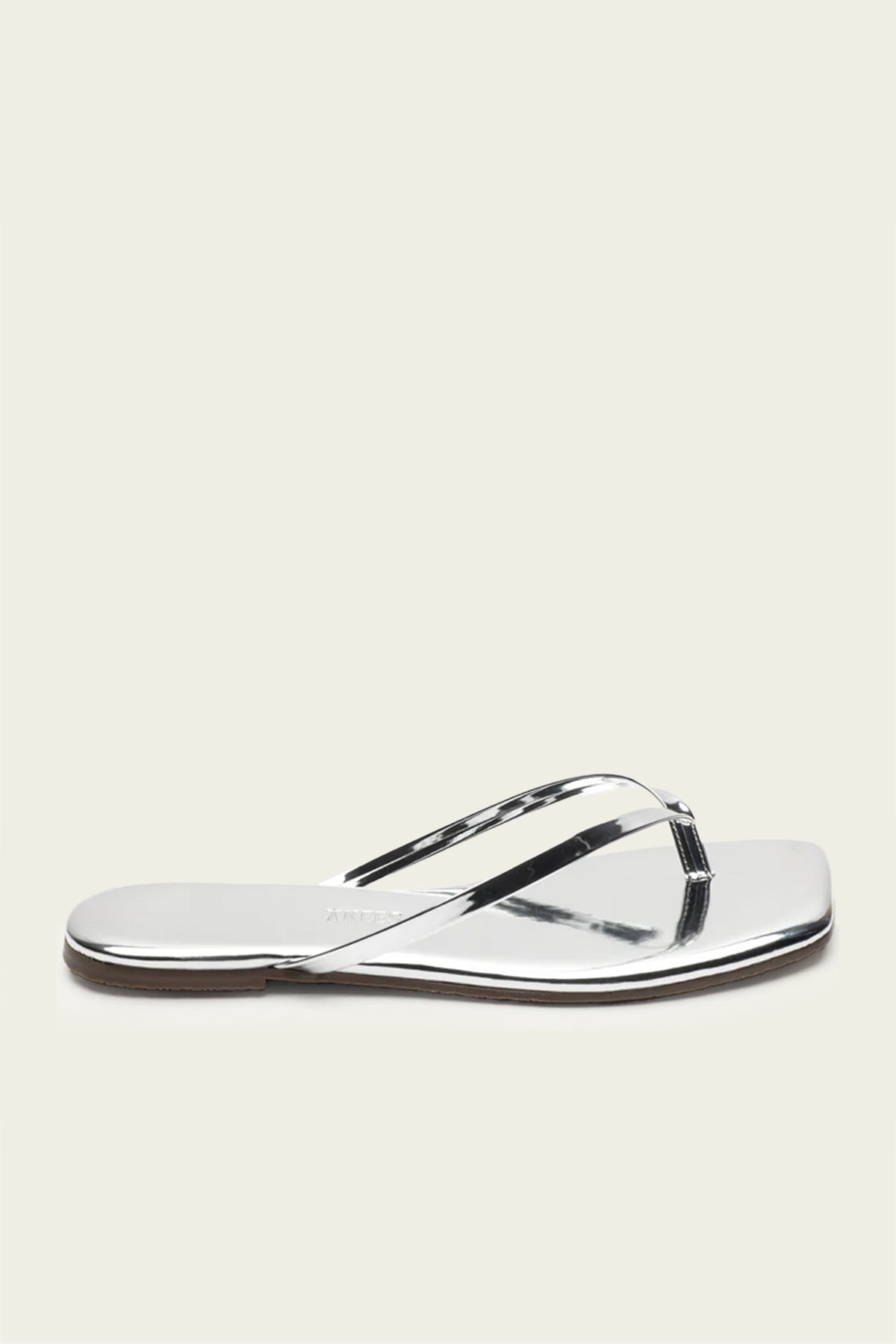 Lily Mirror Square Toe Flip Flops in Chrome - shop - olivia.com