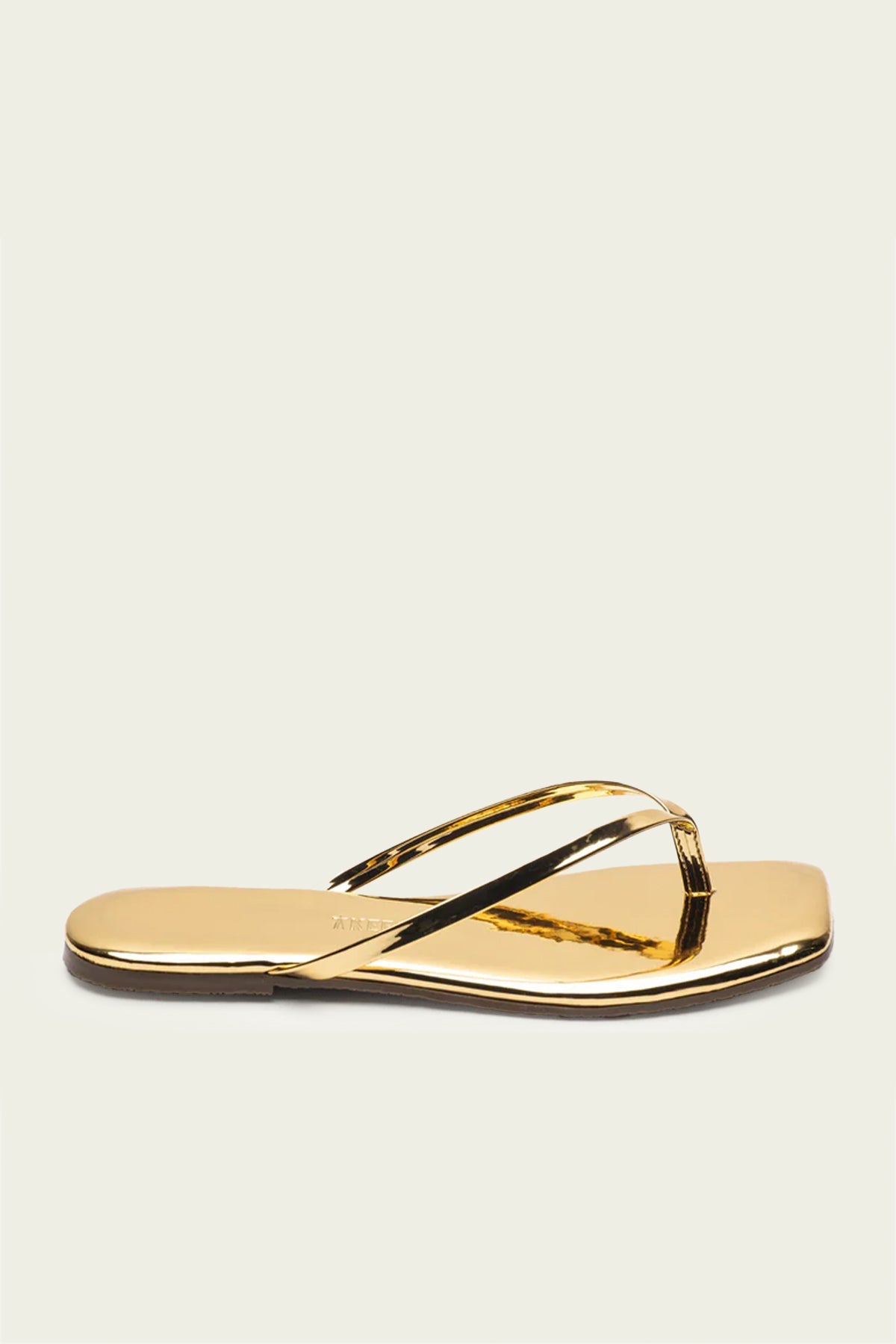 Lily Mirror Square Toe Flip Flops in Gold - shop - olivia.com