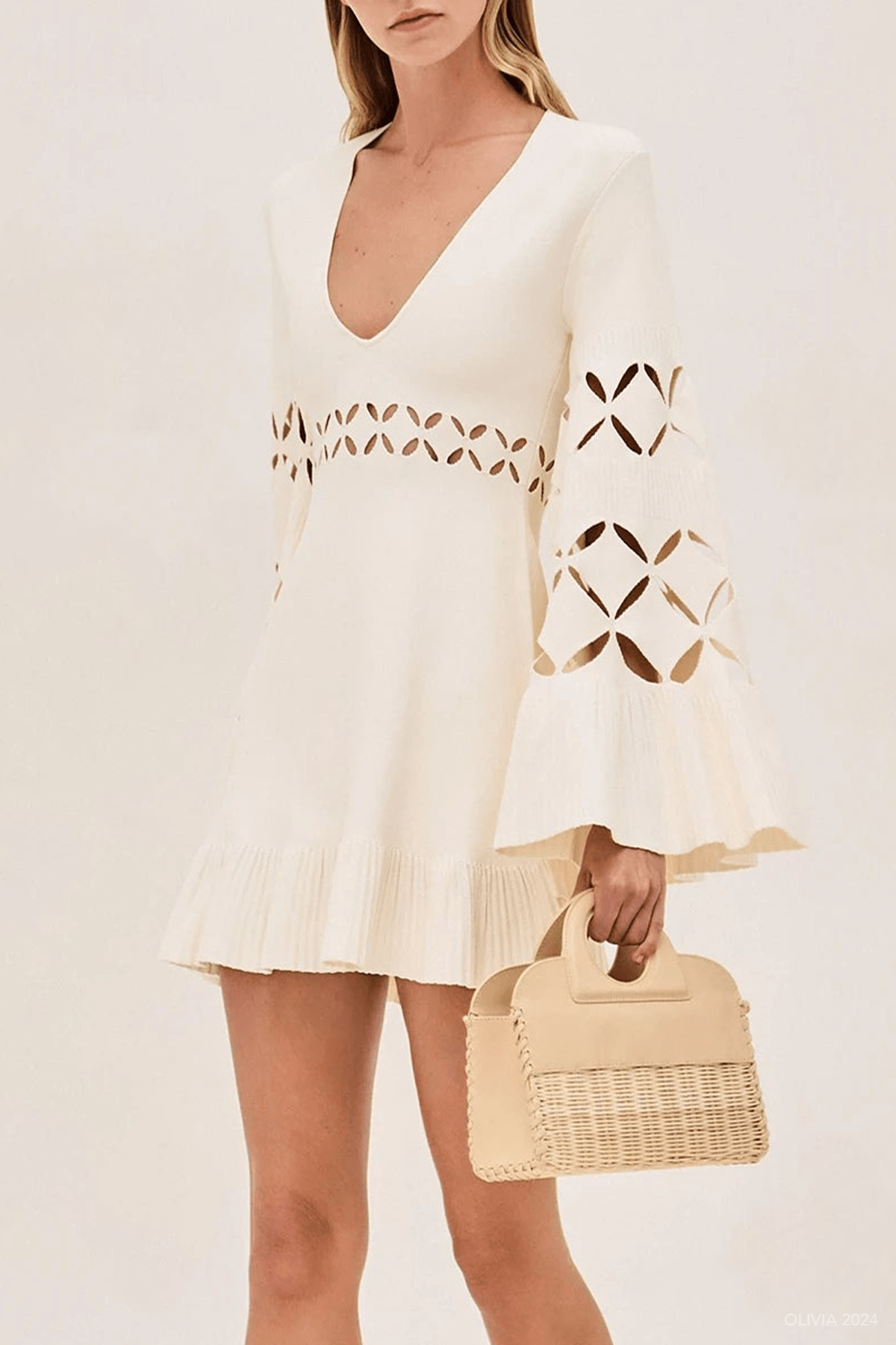 Linden Mini Dress in Off - White - shop - olivia.com