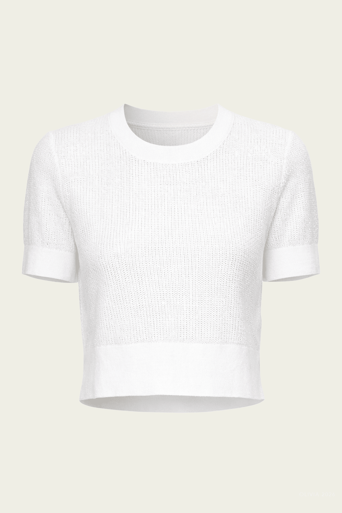 Linen Open Knit Cropped Top in Off - White - shop - olivia.com