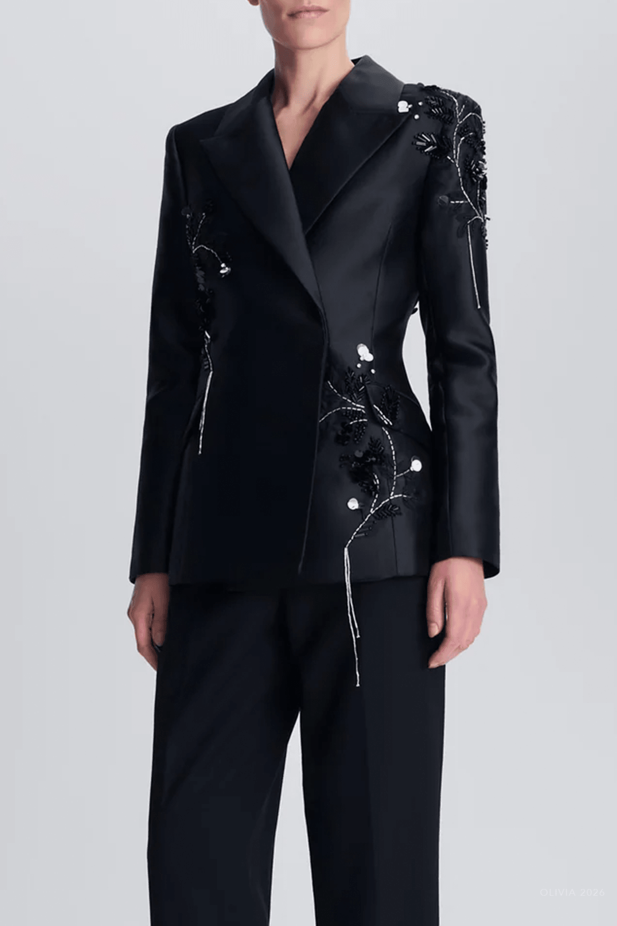Liri Embellished Blazer in Black - shop-olivia.com