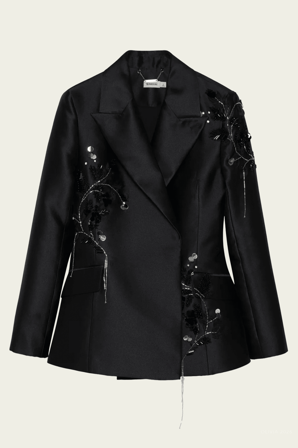 Liri Embellished Blazer in Black - shop-olivia.com
