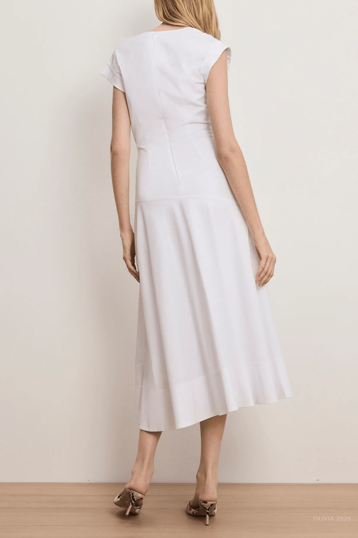 Lisette Cotton Poplin Midi Dress in White - shop - olivia.com