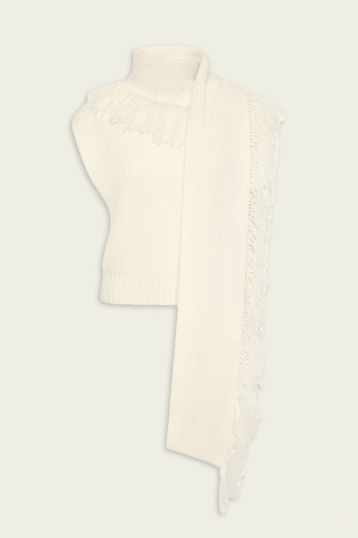 Livae Knitted Scarf Top in Ivory - shop-olivia.com