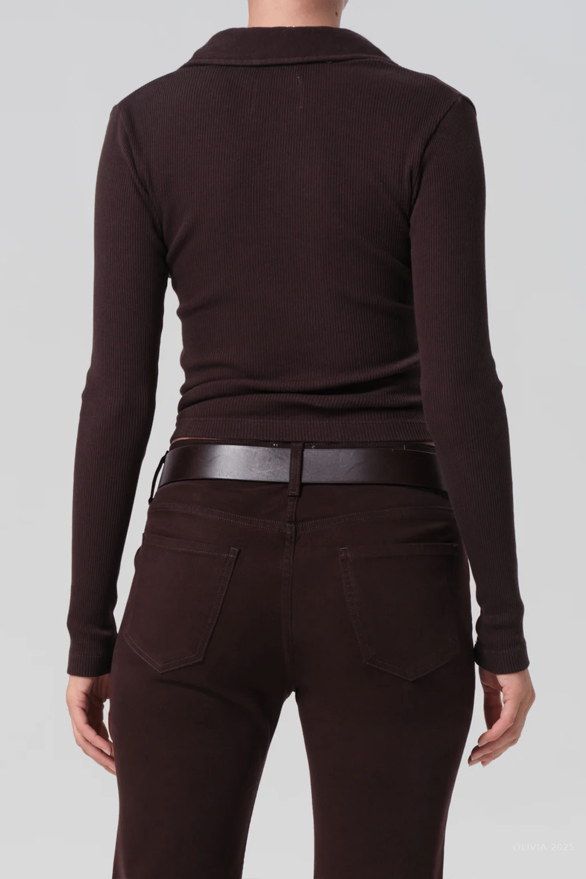 Long Sleeve 60's Polo in Chocolate - shop - olivia.com