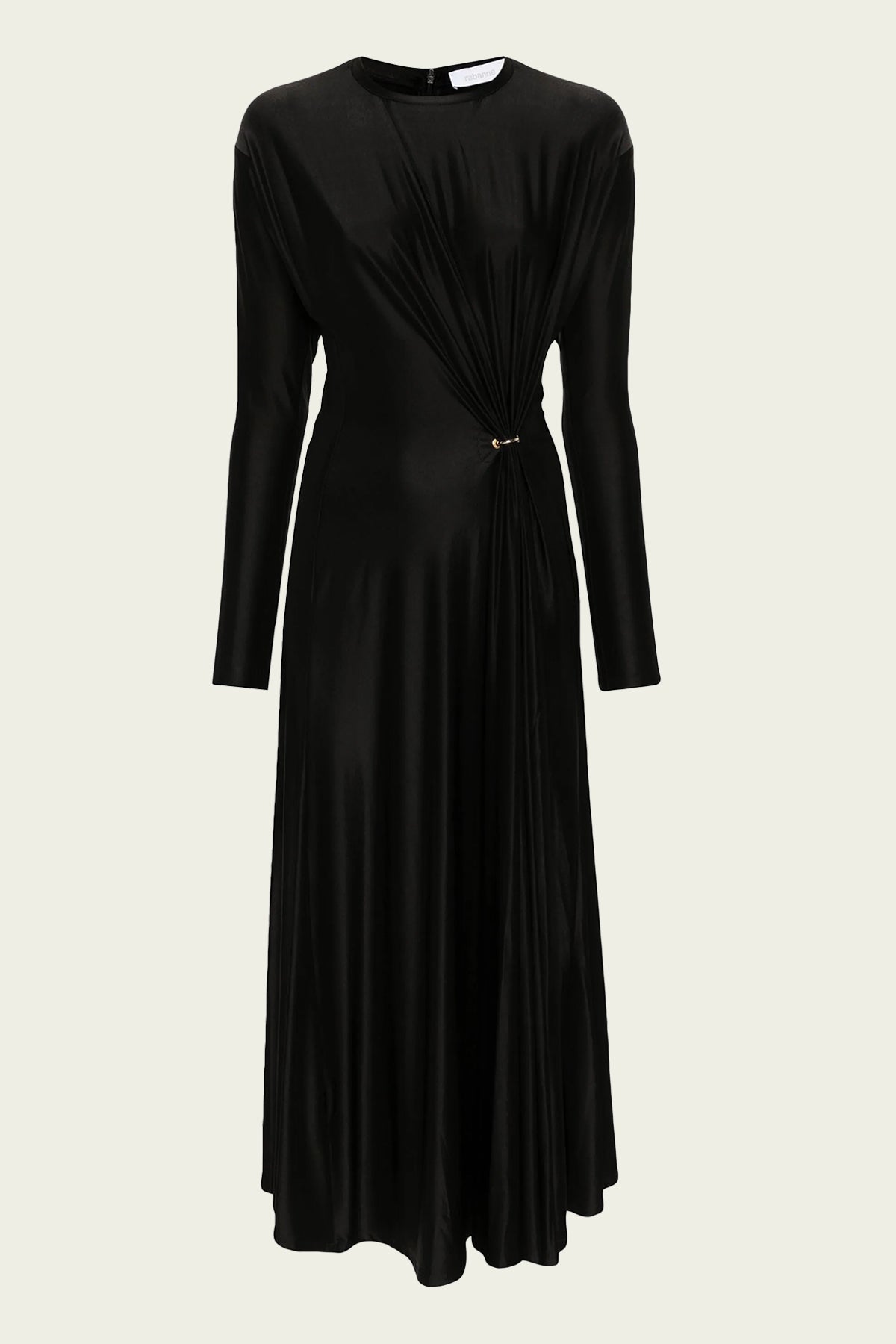 Long - Sleeve Gathered Midi Dress in Black - shop - olivia.com