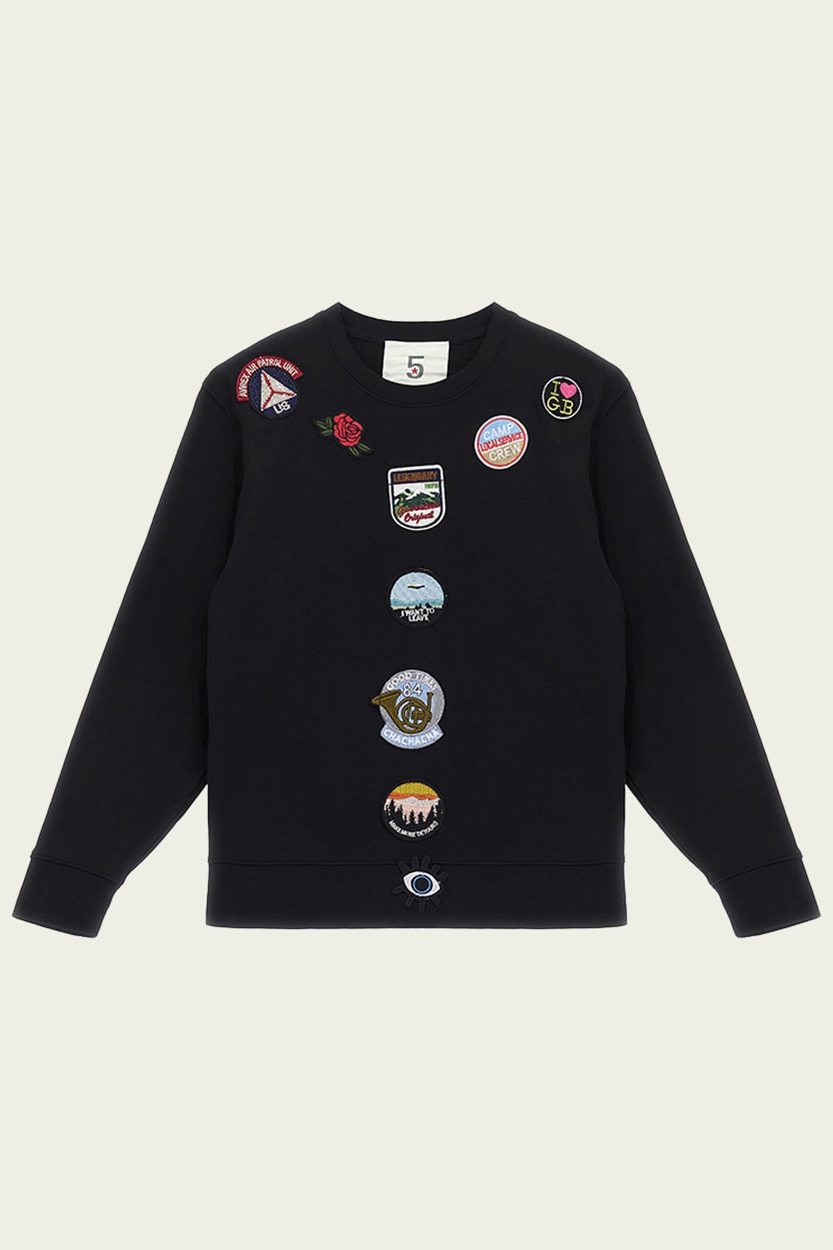 Long Sleeve Sweatshirt with Patches in Black - shop - olivia.com