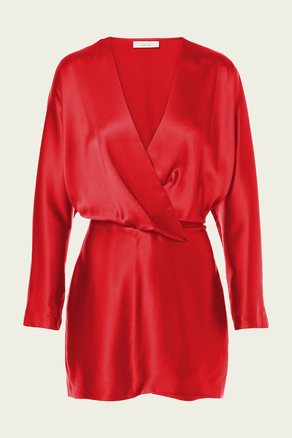 Long - Sleeve Wrap Mini Dress in Crimson - shop - olivia.com