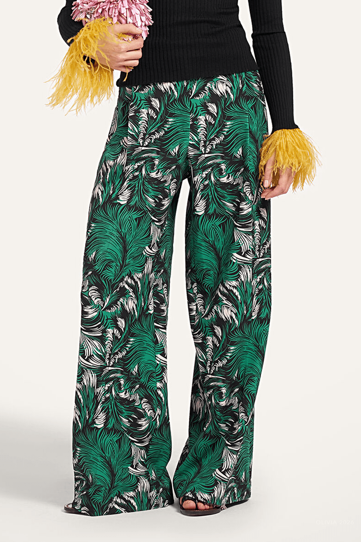 Loose Pants in Quill Green - shop-olivia.com