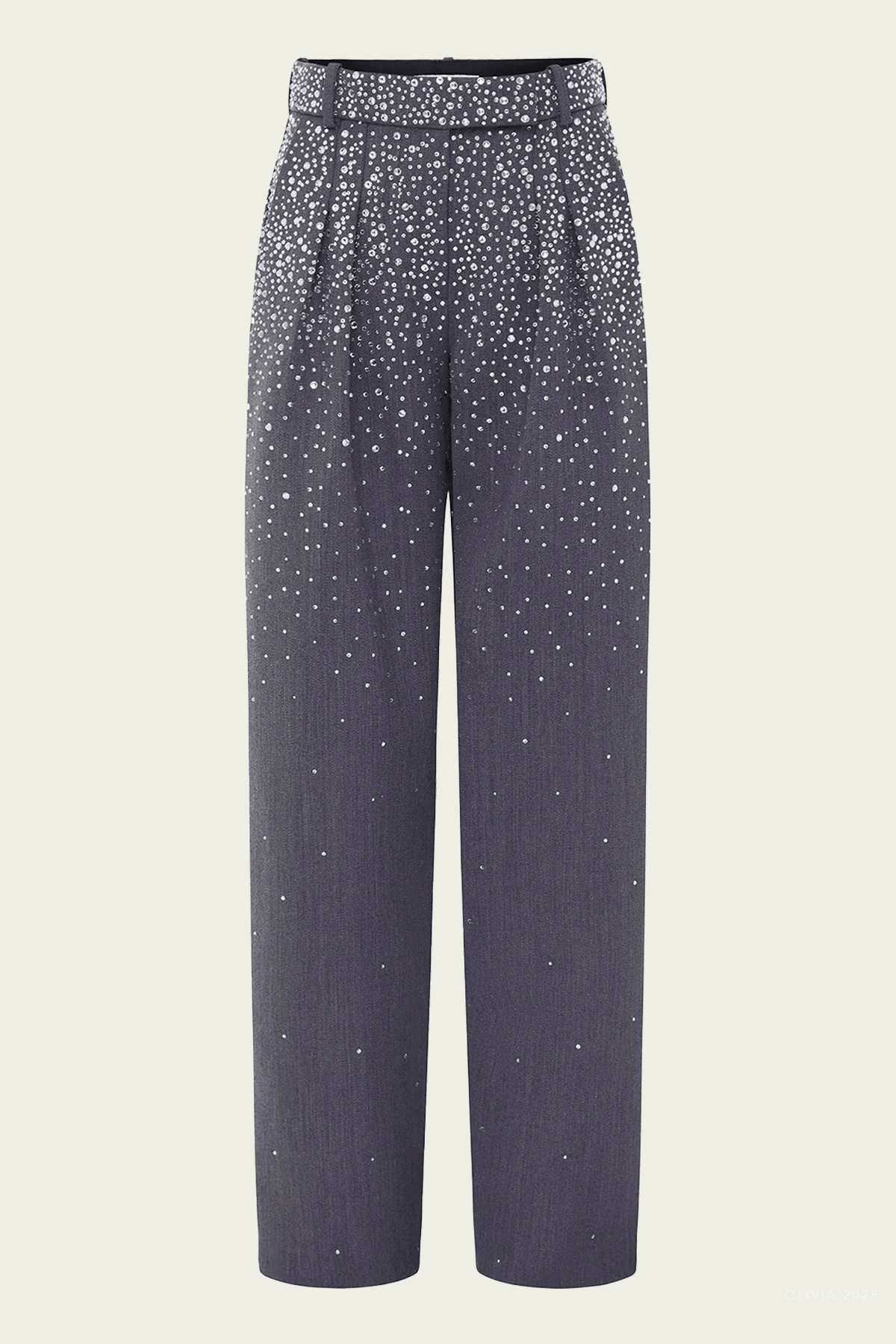 Low Rise Trouser Crystal Suiting in Slate Grey - shop - olivia.com