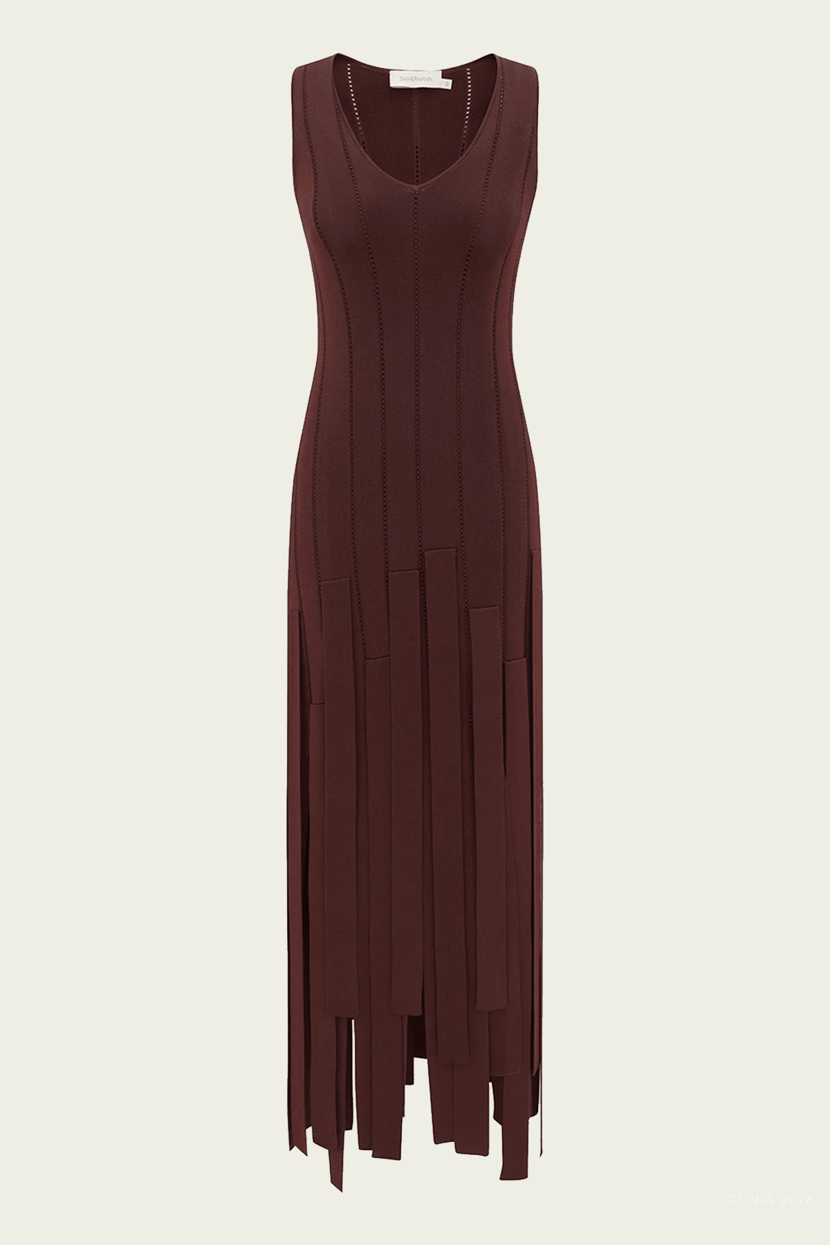 Luna Fringe Midi Dress in Chocolate - shop - olivia.com