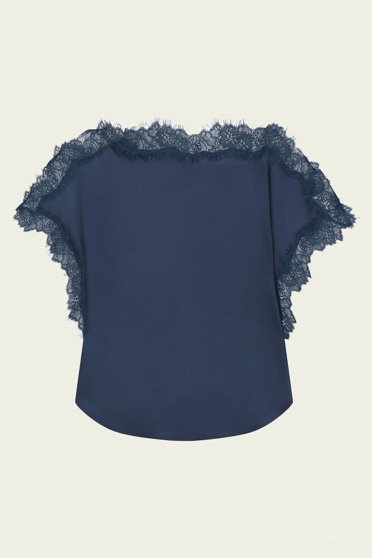 Luna Satin And Lace Top in Ash Blue - shop-olivia.com