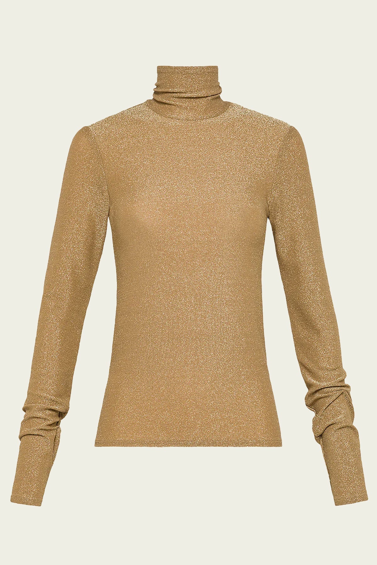 Lurex Jersey Turtle Neck T-Shirt in Oro - shop - olivia.com