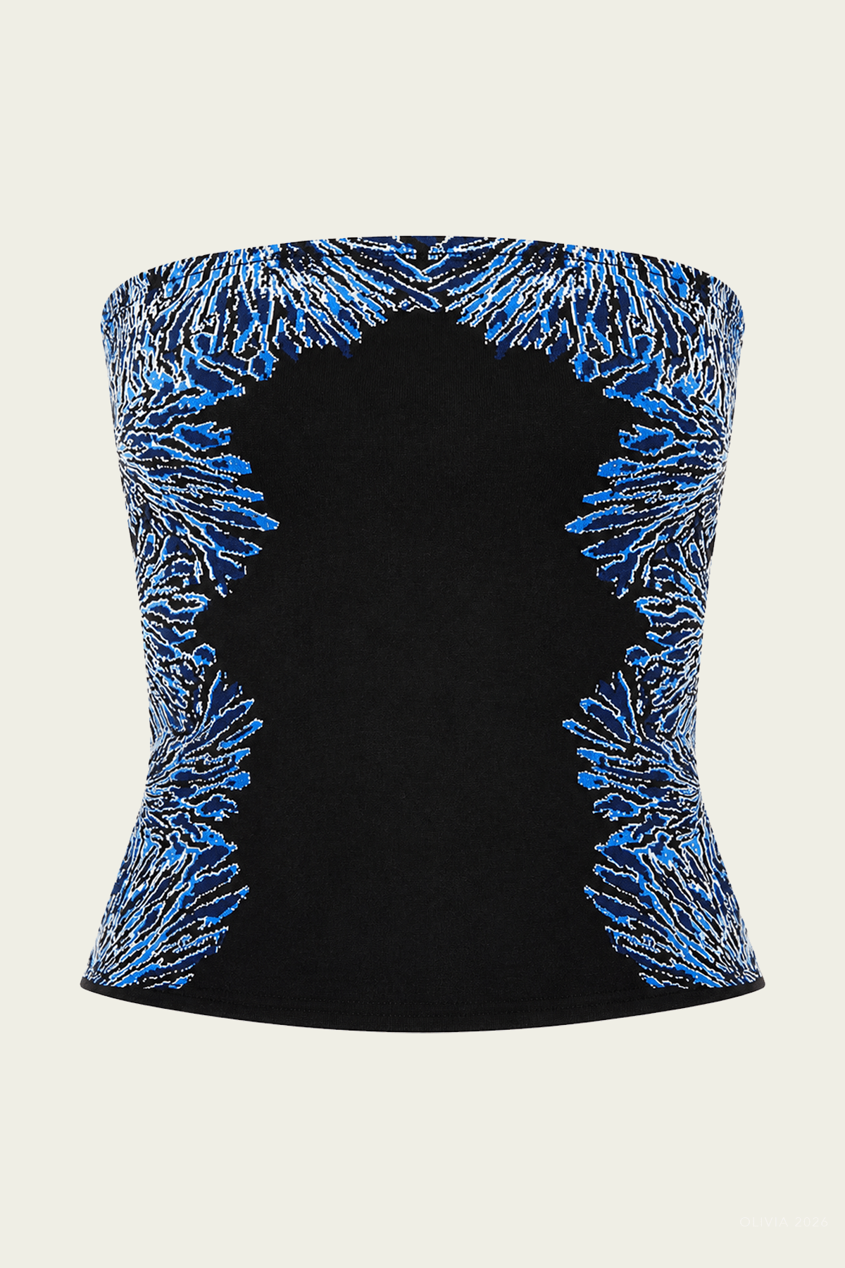 Madelie Strapless Knit Jacquard Top in Ocean - shop - olivia.com