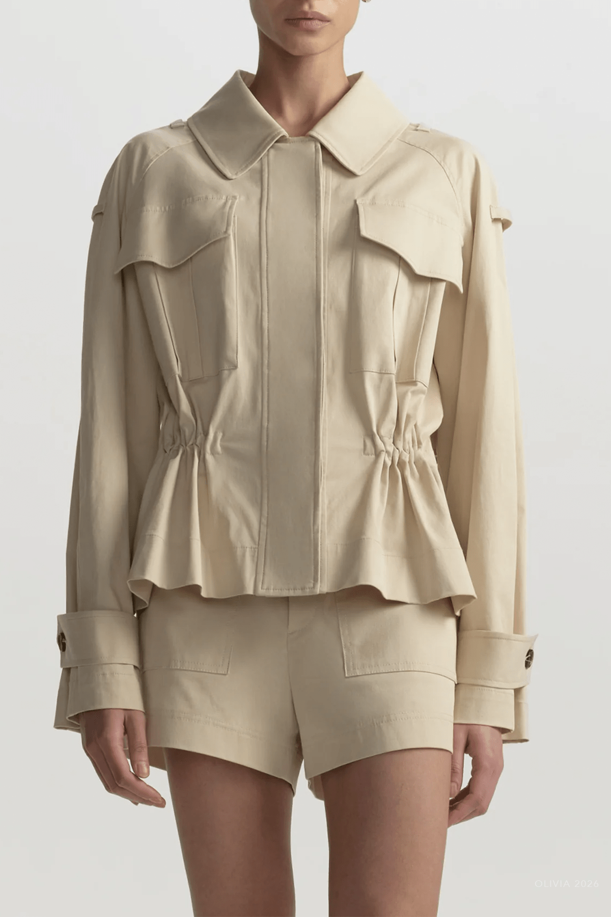 Maeve Cotton Utility Jacket in Crema Dolce - shop - olivia.com