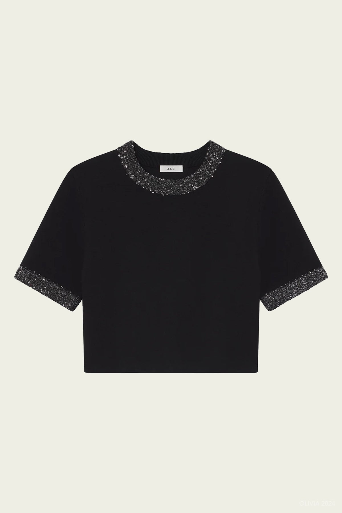 Maeve Sequin Embellished Top in Black/Silver - shop - olivia.com