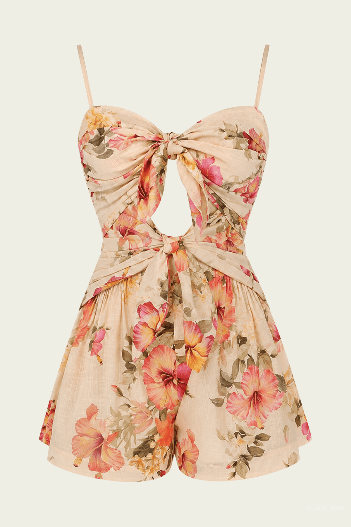 Mahon Playsuit in Rosella Hibiscus Cream - shop - olivia.com