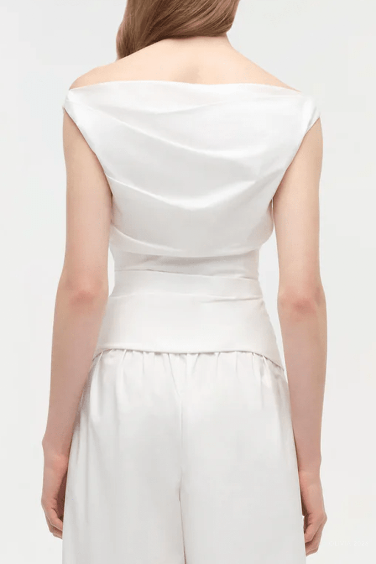 Maisel Draped Cotton Top in White - shop - olivia.com