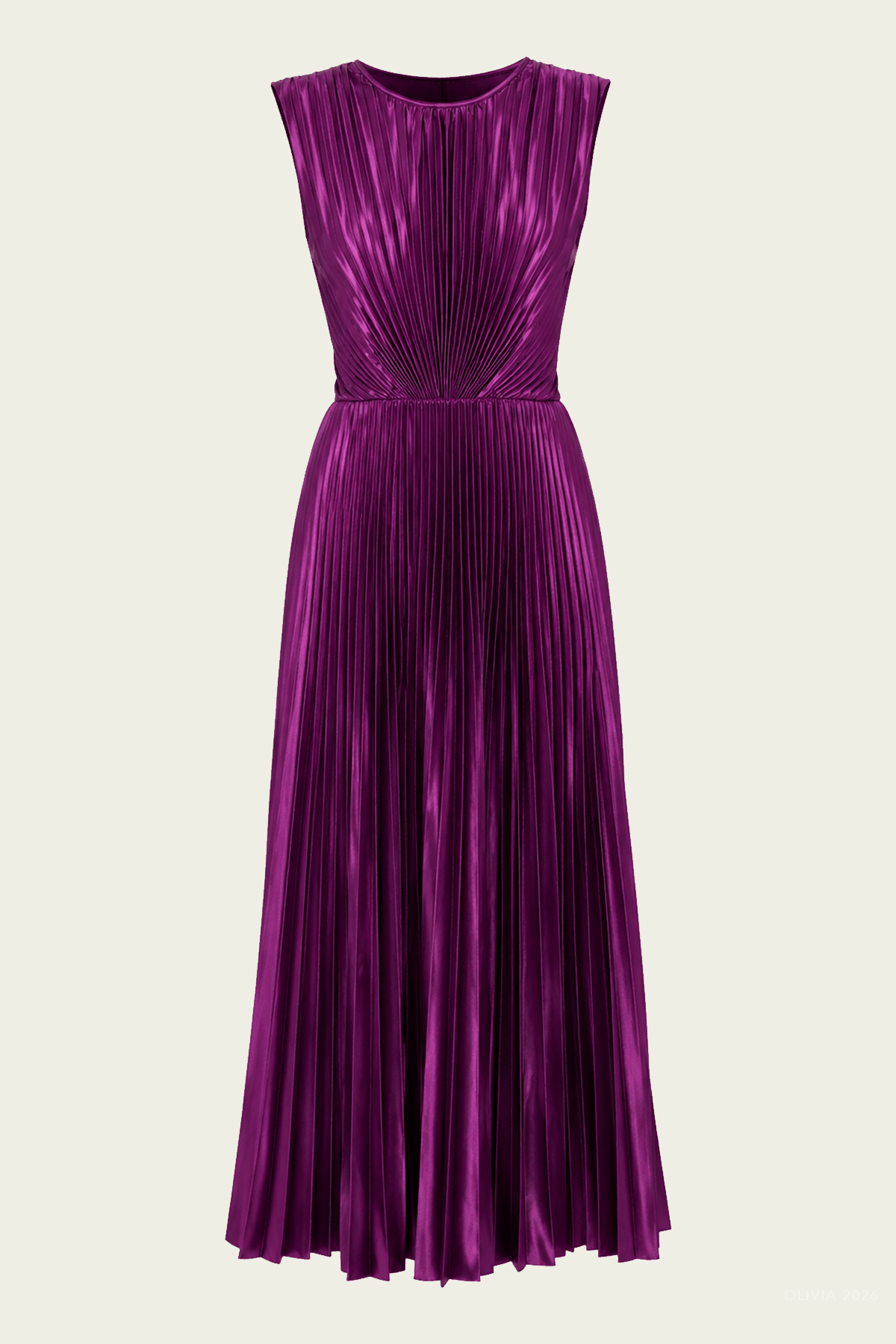 Malin Sleeveless Satin Dress in Amaranth - shop - olivia.com
