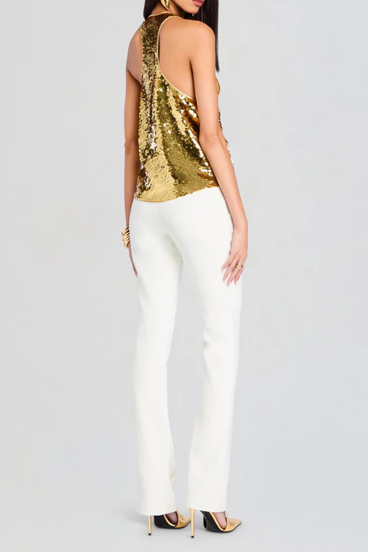 Mandy Sequin Top in Gold - shop - olivia.com