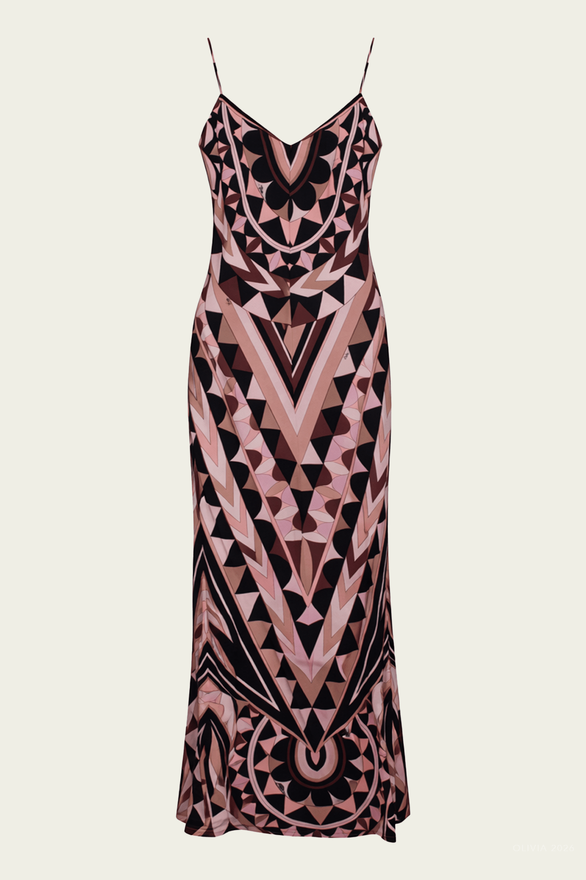 Manuba - Print Sleeveless Long Crepe Dress in Nude - shop - olivia.com
