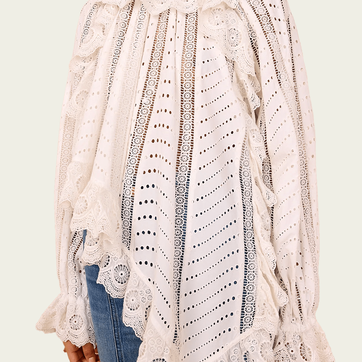 Marcella Asymmetrical Long Sleeve Blouse in Pristine