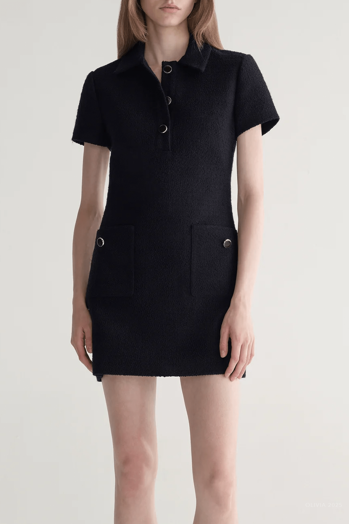Marcie Cotton Boucle Mini Dress in Deep Navy - shop - olivia.com