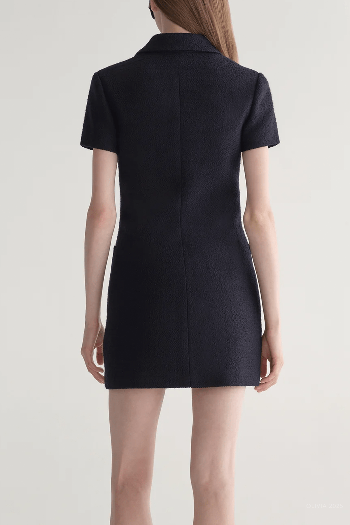 Marcie Cotton Boucle Mini Dress in Deep Navy - shop - olivia.com