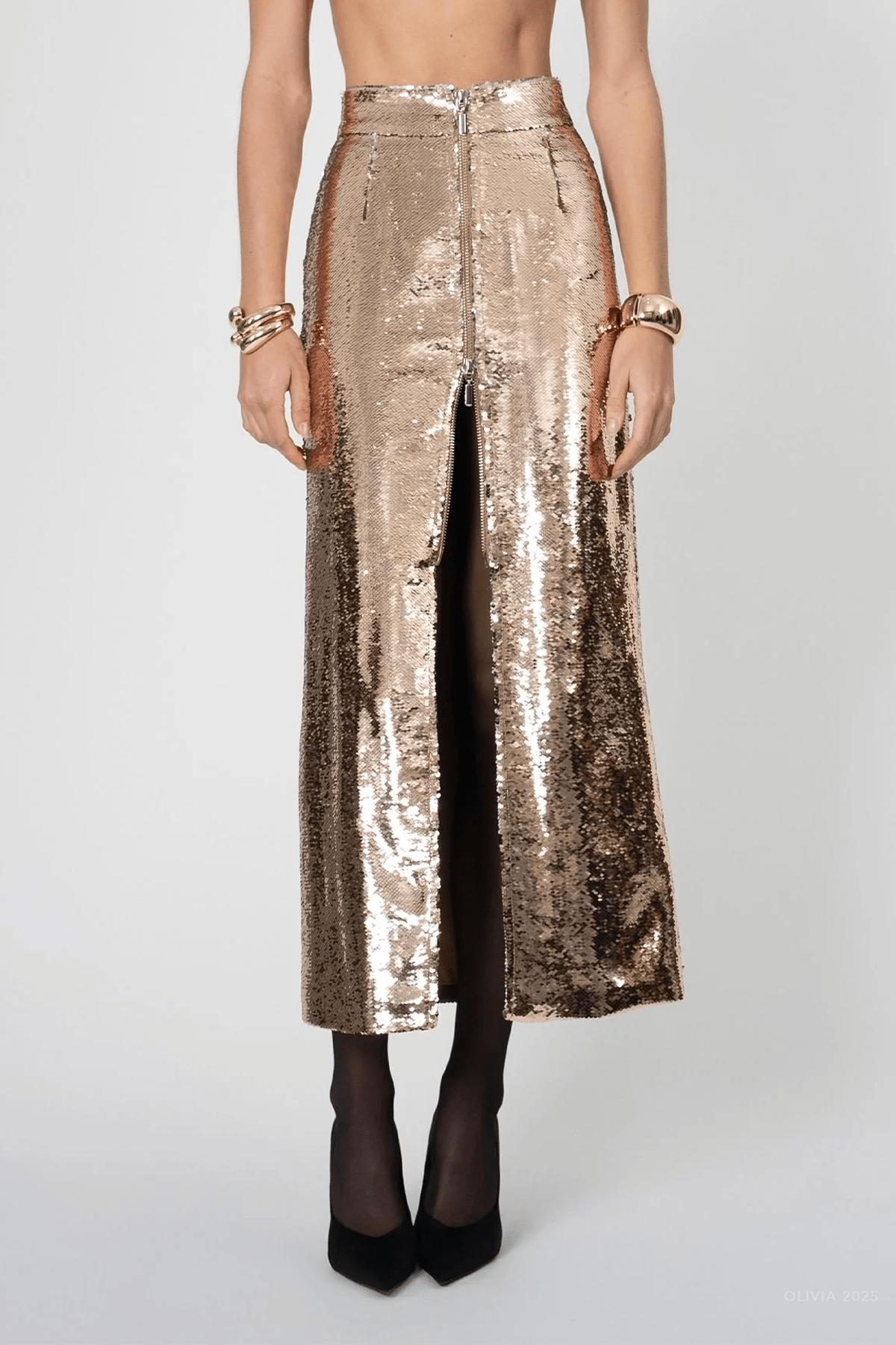 Margaux Sequin Skirt in Bronze - shop - olivia.com