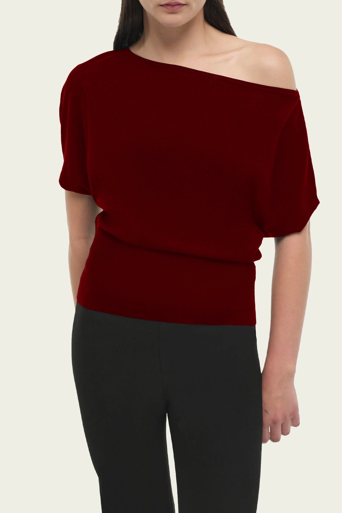 Marie Off Shoulder Top in Oxblood - shop - olivia.com