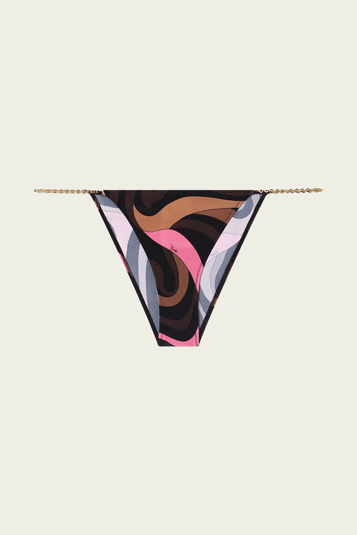 Marmo-Print Bikini Bottom in Brown Coral - shop-olivia.com