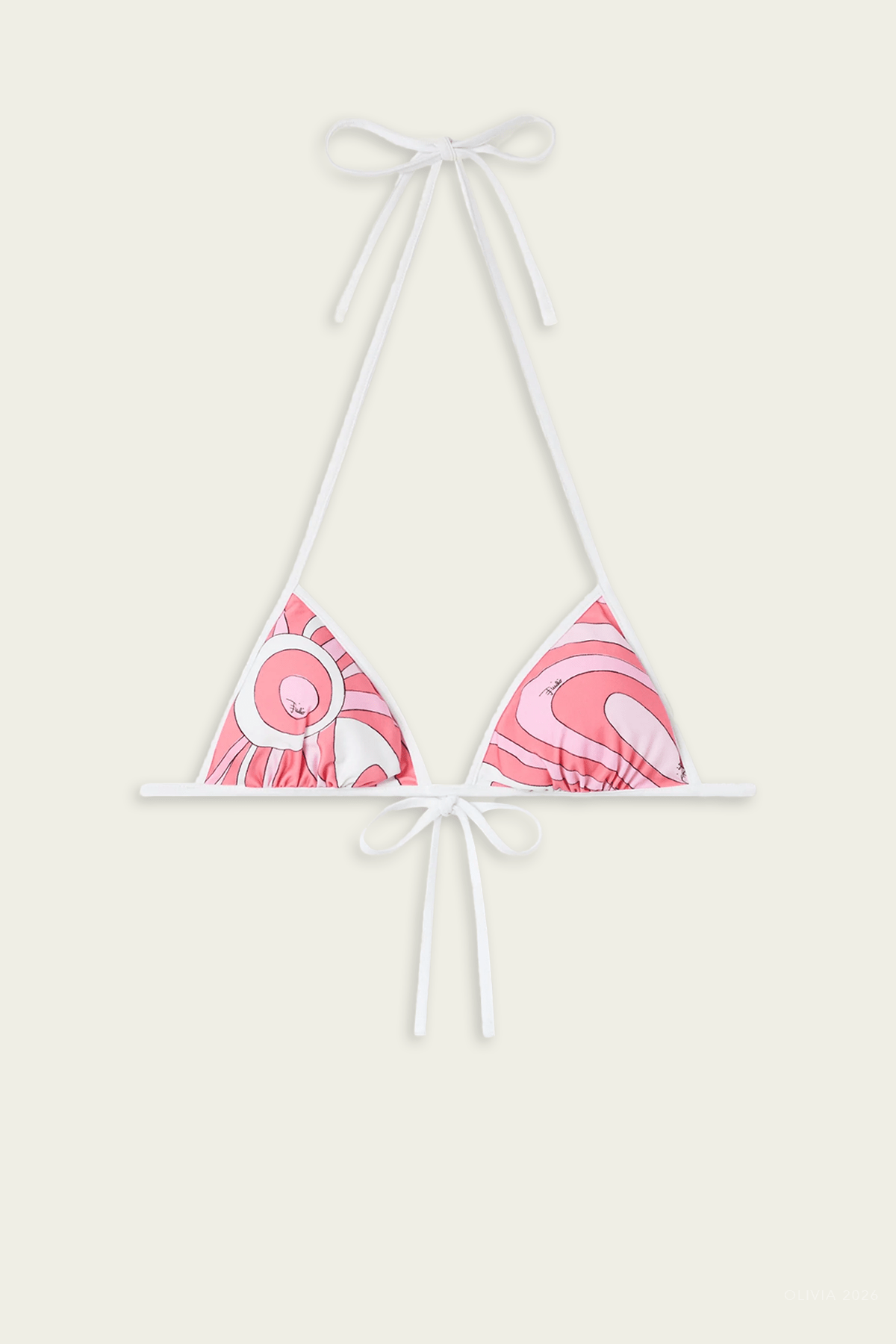 Marmo-Print Bikini Top in Pink - shop-olivia.com