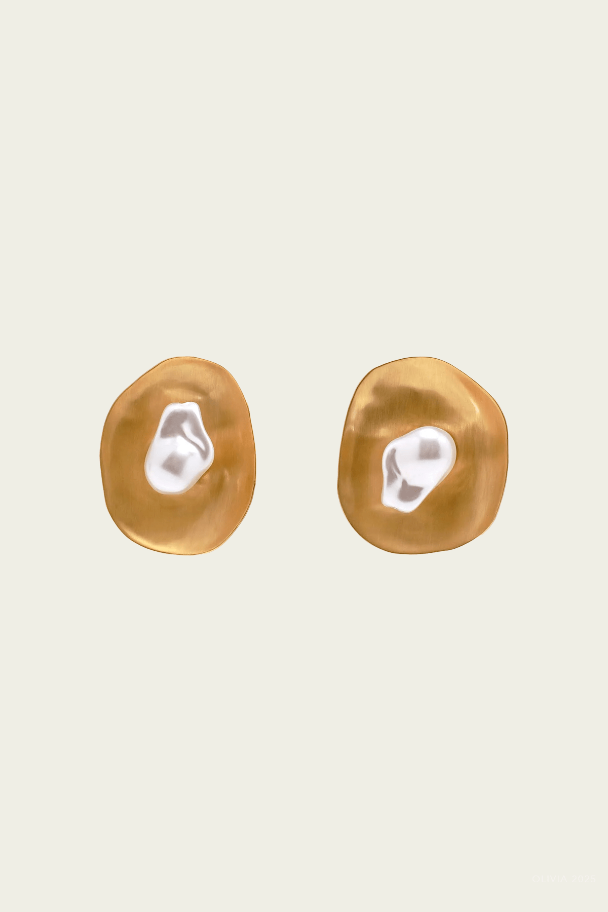 Marzia Earrings in Brushed Brass - shop - olivia.com